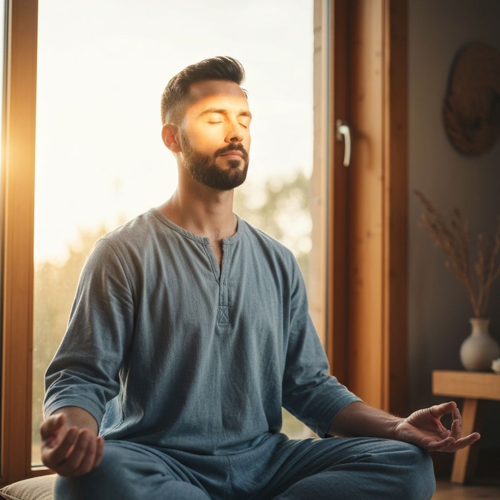Homme en méditation et clarté mentale